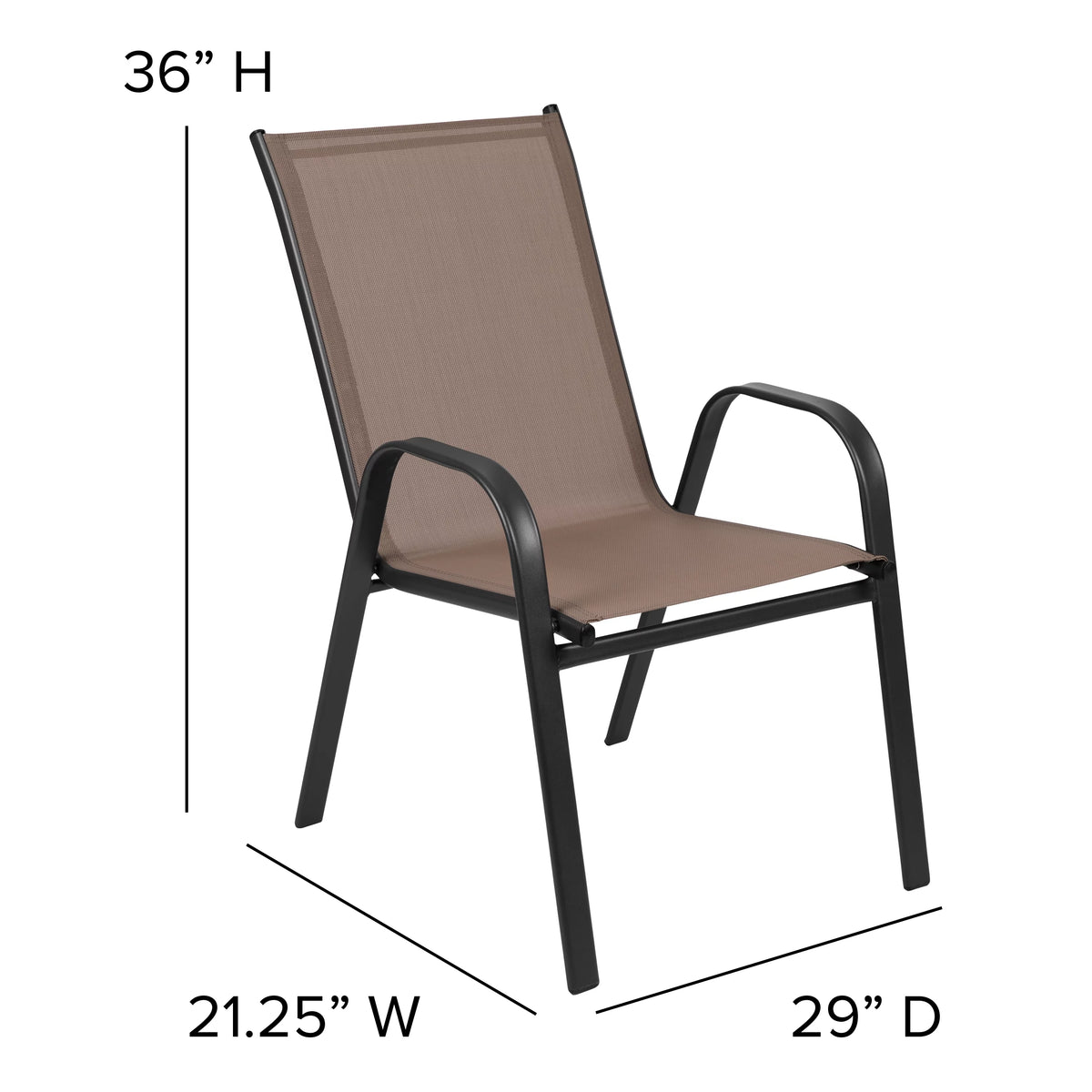 5 Piece Outdoor Patio Dining Set with 4 Brown Stack Chairs U575