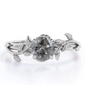 0.5 Carat Salt And Pepper Diamond Engagement Ring In 18K White Gold Plating Over Silver M1543
