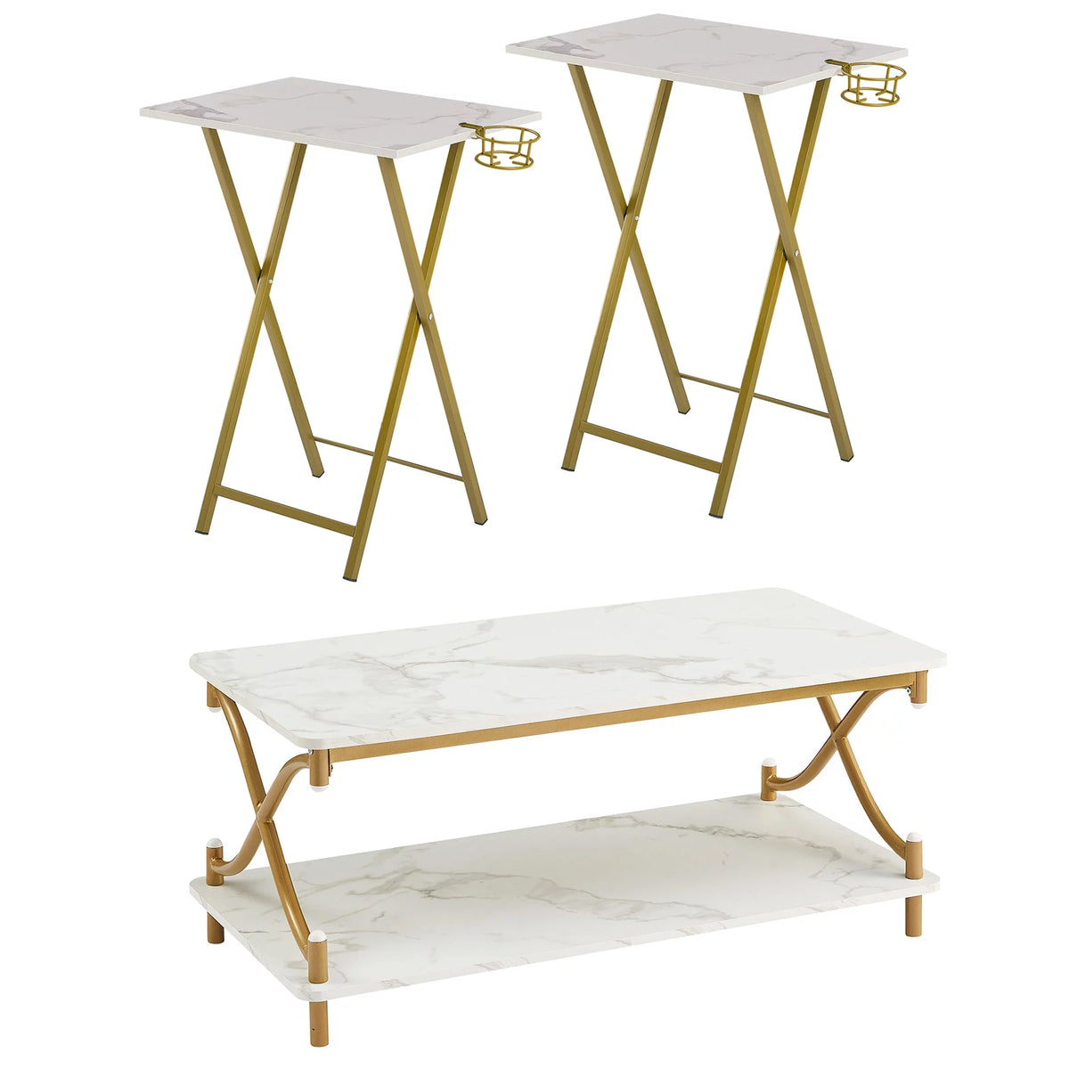 3-Piece Coffee Table Set with 2 TV Tray Table G40544