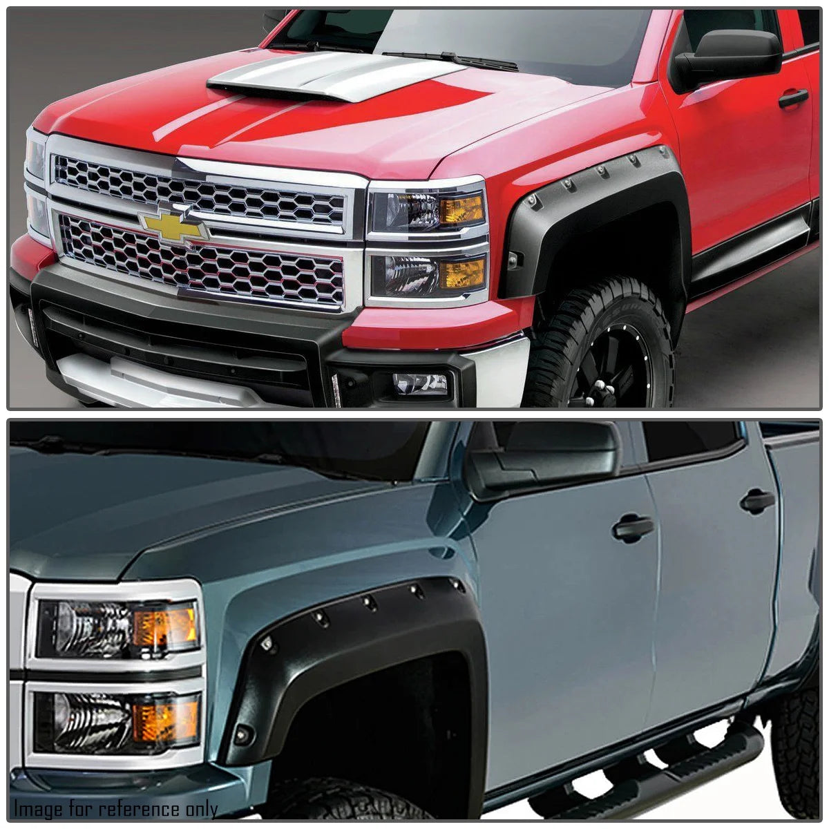 Pocket-Rivet Fender Wheel Flares for Chevy Silverado Fleetside Long Bed O8101