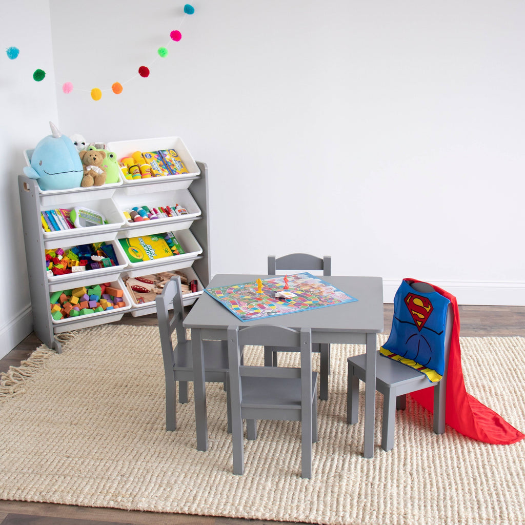 Grey Wood Kids Table and 4 Chair Set B8907