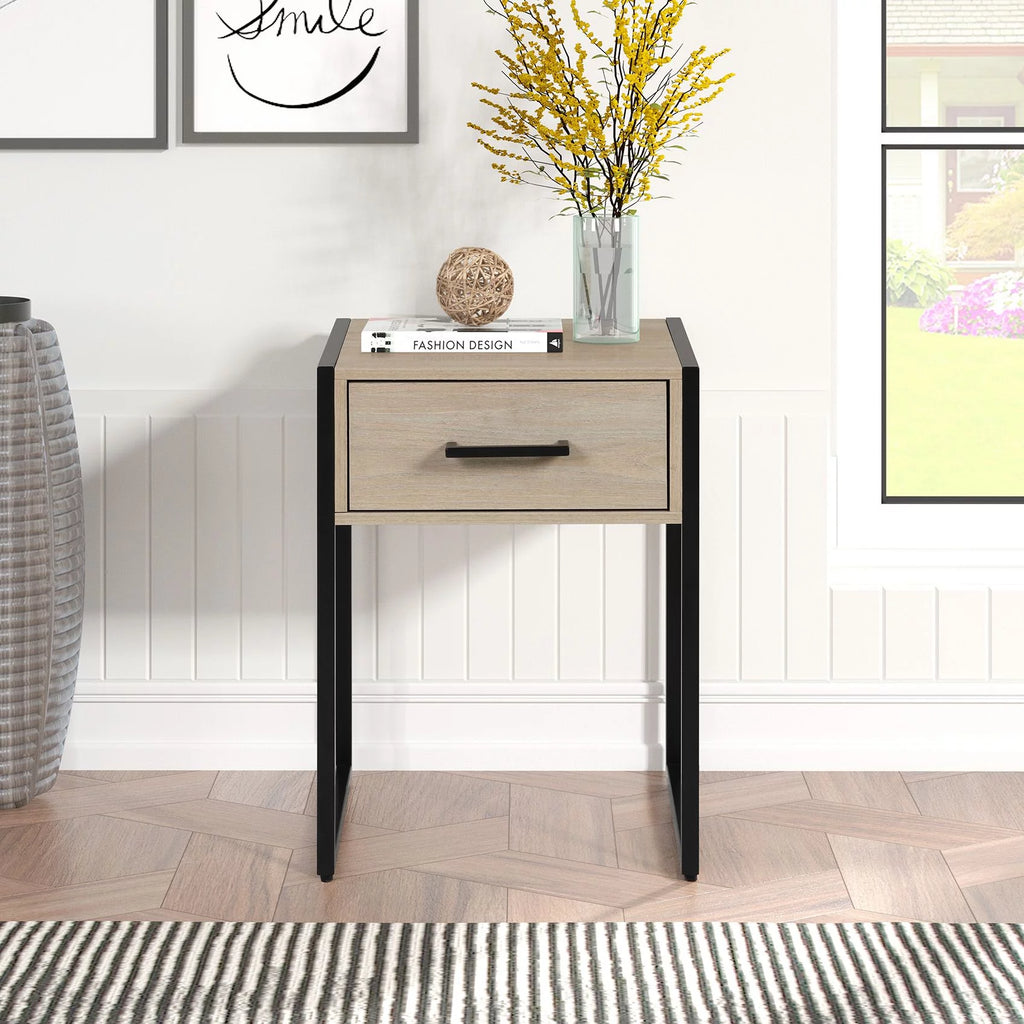 Beige Oak 1 Drawer Nightstand U5442