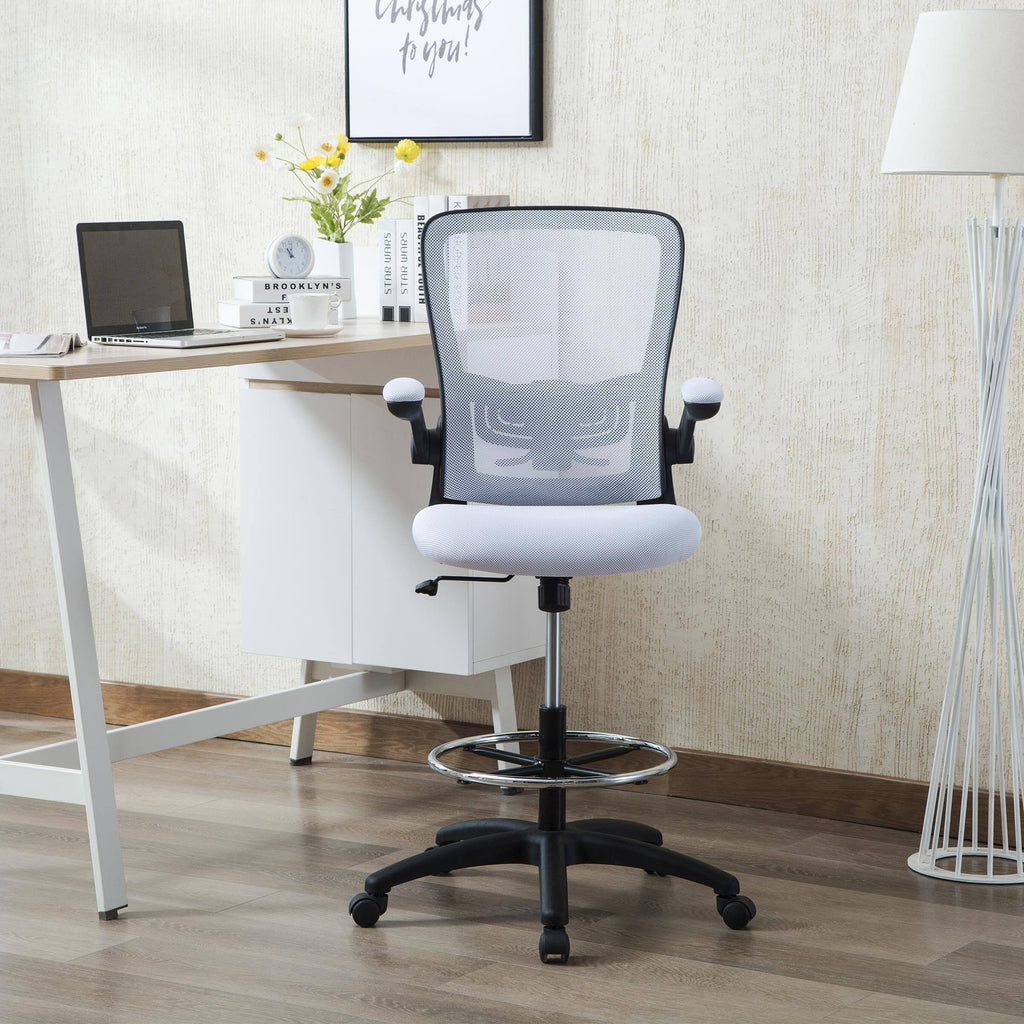 White/Black Mesh Drafting Chair K1173