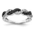 14kt White Gold Black White Diamond Twist Ring S3113