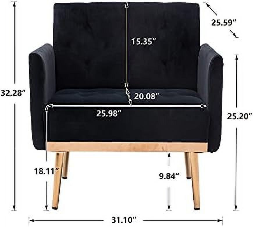 Rose Golden Metal Legs Velvet Accent Armchair D678794