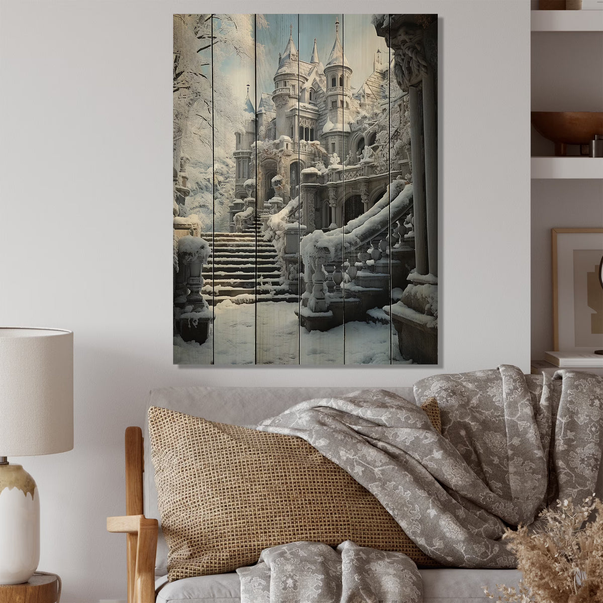 Natural Pine Wood Cityscapes Print J994