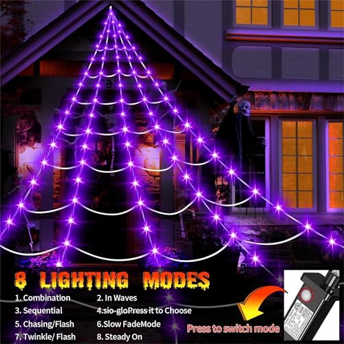250LED 23x18 FT Lighted Black Spider Web with Purple Lights W109