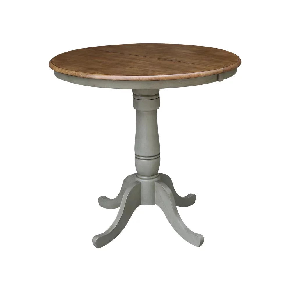 36" Round Solid Wood Extension Dining Table with 4 Counter Height Stools N603