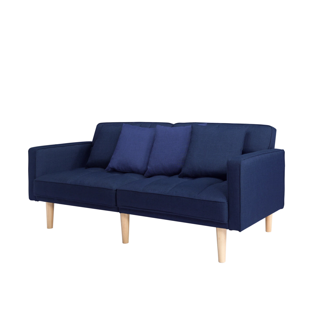 71.3 inch Futon Sofa Bed Convertible Sleeper Couch with 2 Pillows Navy Blue G745535