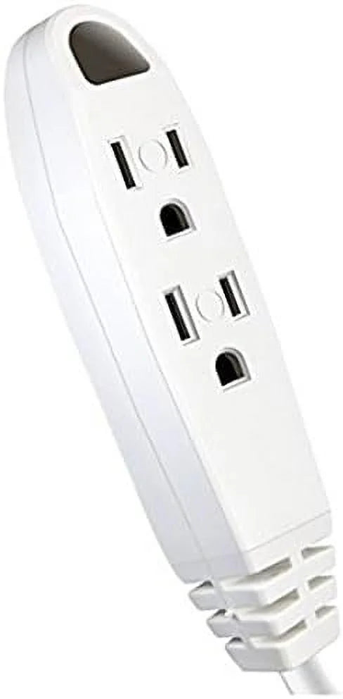 25-Feet 3 Outlet Extension Cord, 16/3 SJTW, 13 Amp 125 V, White H889