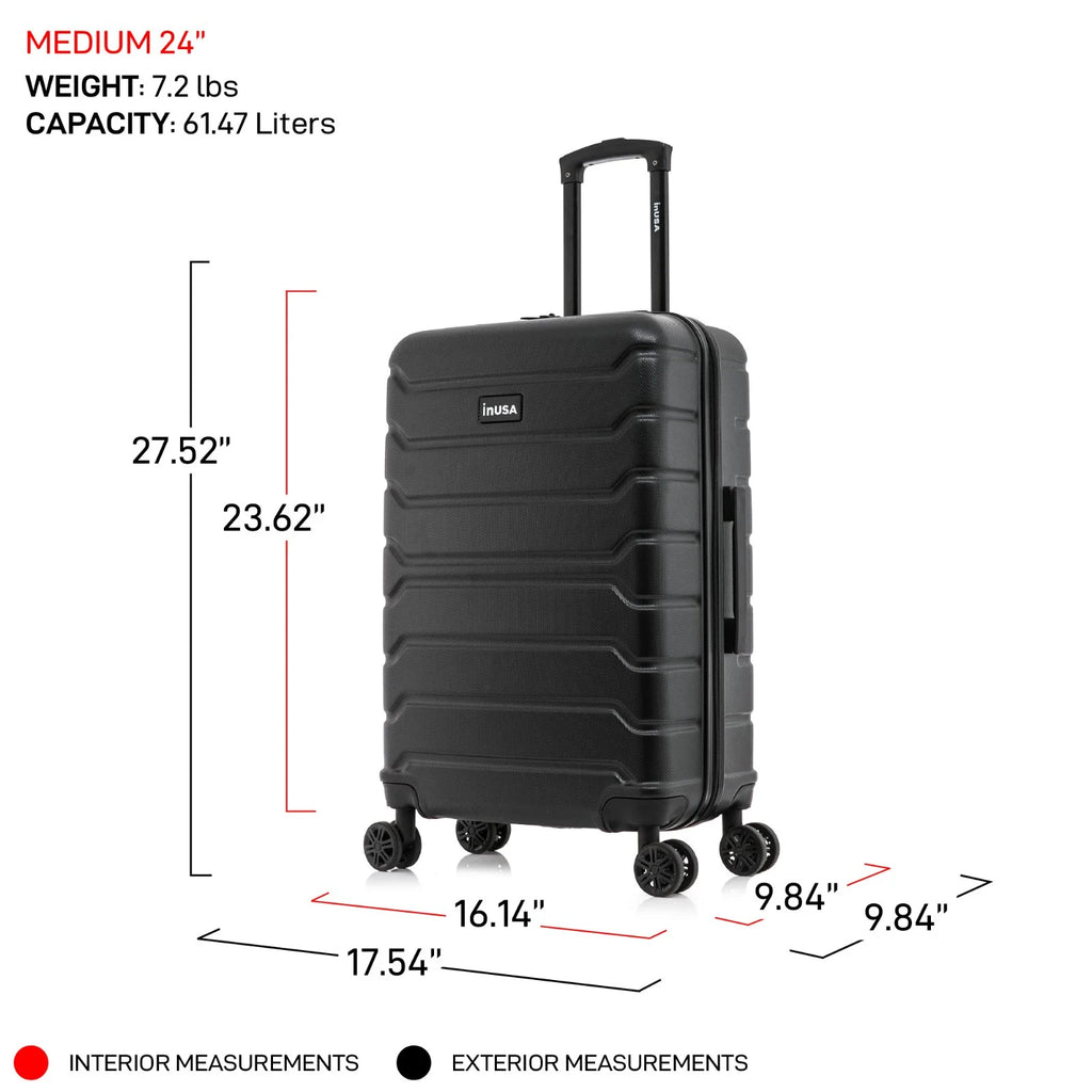 24" Hardside Lightweight Luggage with Spinner Wheels, Black T8873
