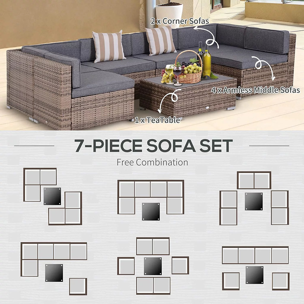 7pc Gray Wicker Patio Furniture K709