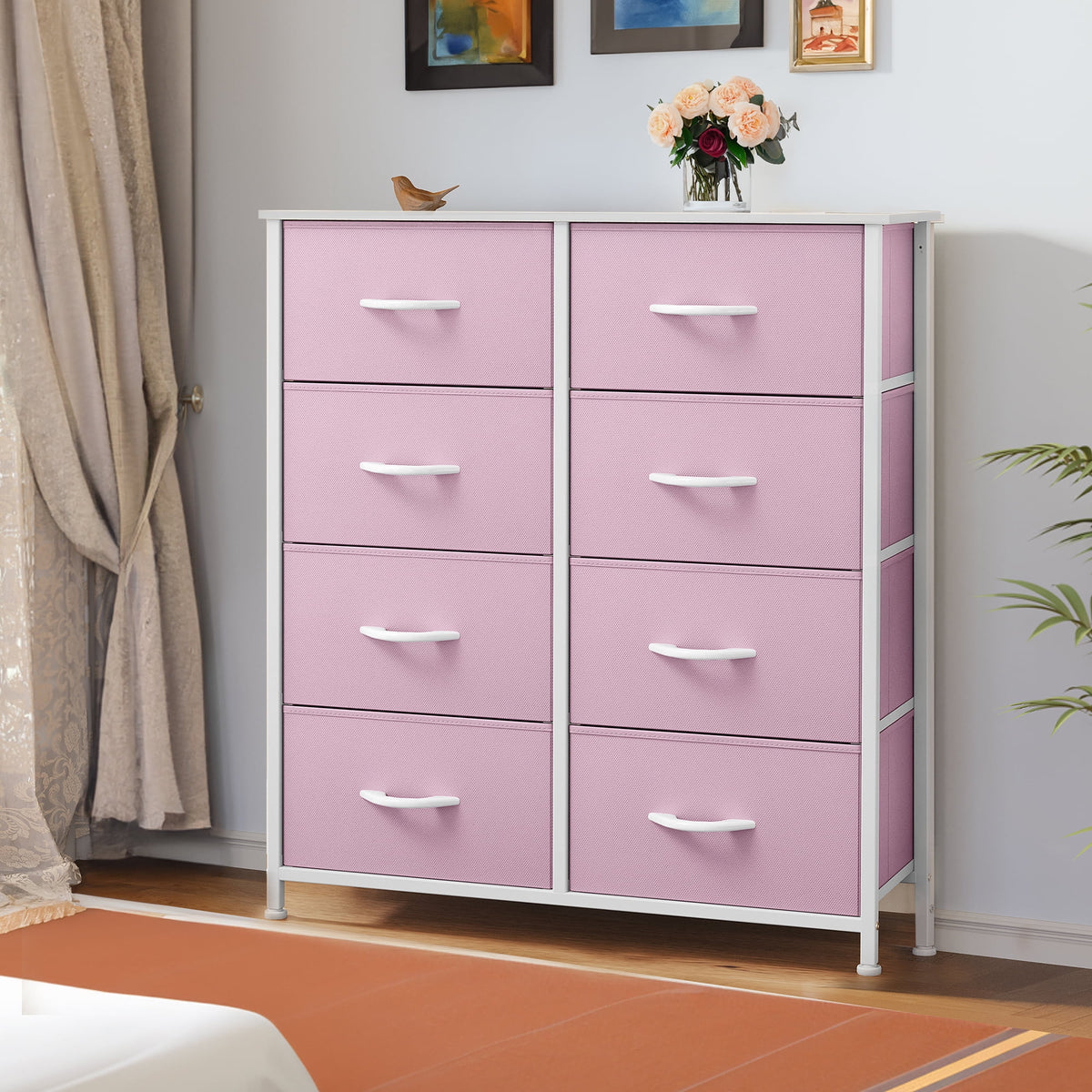 Black 8 Drawer Fabric Dresser L9890