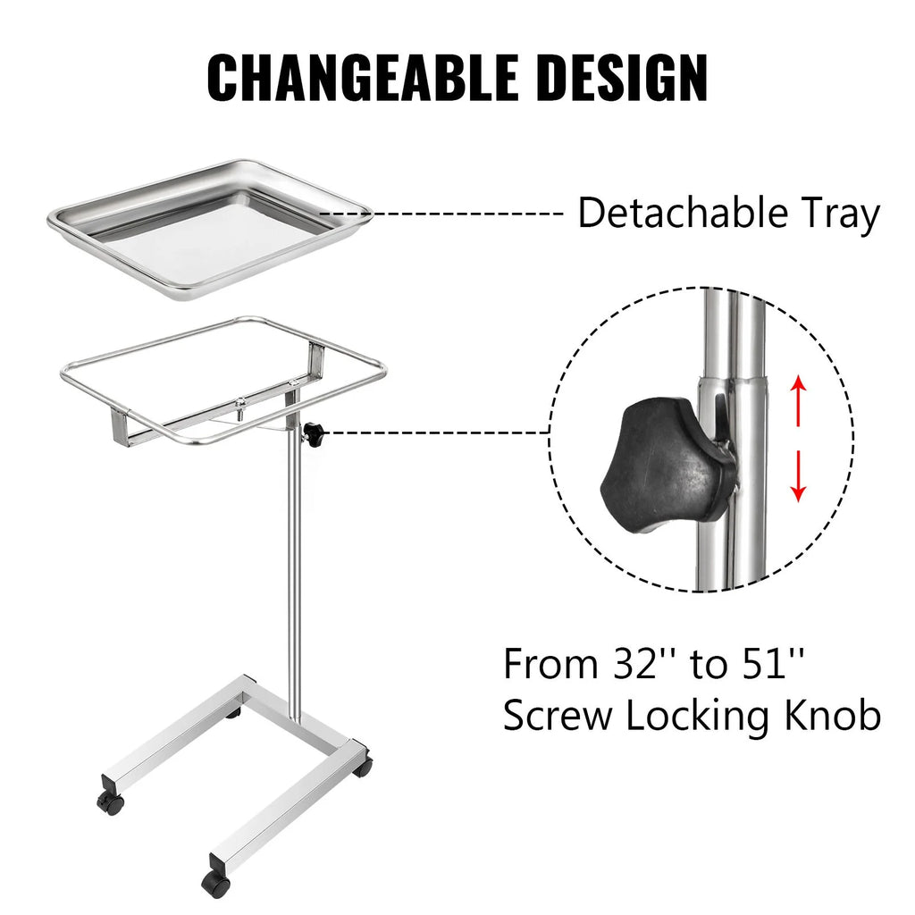 18 x 14 in. Stainless Steel Adjustable Height 32-51 in. Lab Cart M14680