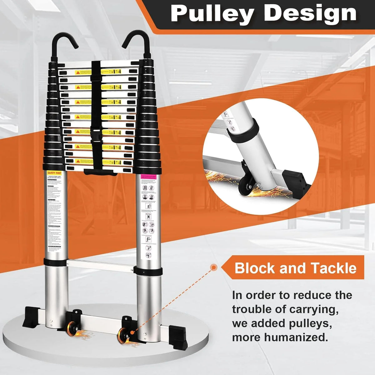 12.5 FT Aluminum Telescoping Ladder with Stabilizers X29290