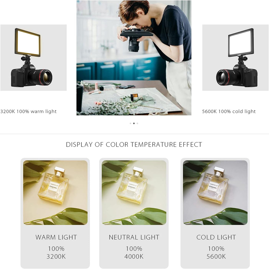 LED Video Light Panel for DSLR Cameras, 3200K-5600K, CRI95+, Pack of 2 N632