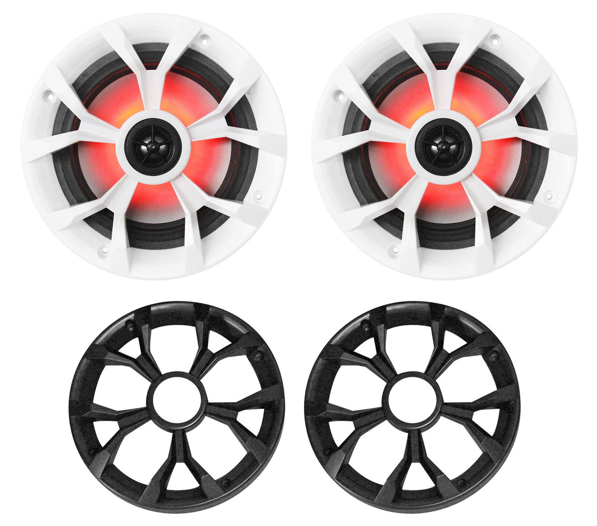 Dual 6.5" Marine Wakeboard LED Speakers with Amplifier and Amp Kit Z391513
