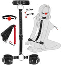 Bondage Neck to Wrist Restraints Set with Nipple Clamps Ball Gag Sex Whip A57123