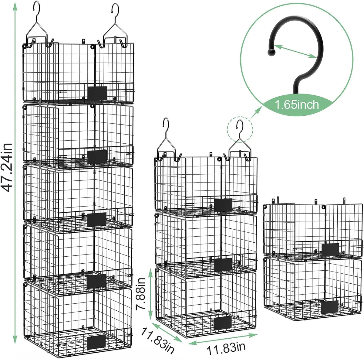 5 Tiers Hanging Closet Shelves Organizer with S Hooks R78667