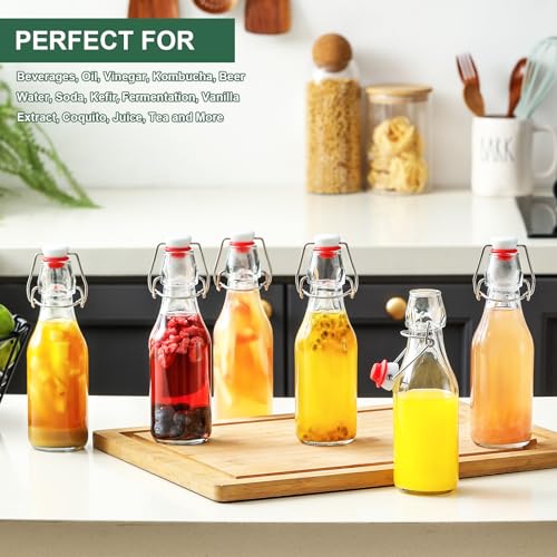 8 Pack 8.5oz Flip Top Glass Bottles L9407