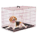 Foldable Large Metal Wire Dog Crate with Plastic Tray Y568805