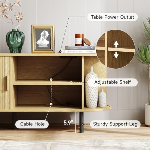 55" TV Stand with Power Outlet and Adjustable Shelves J525767