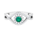 Emerald Crossover Ring with Diamond, 1 CT, 18K White Gold, US 12.50 B5670