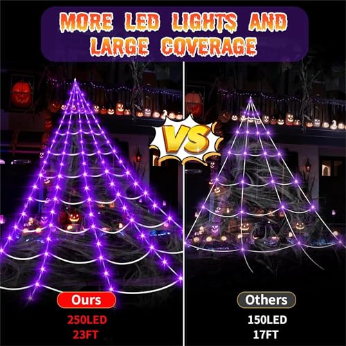 250LED 23x18 FT Lighted Black Spider Web with Purple Lights W109