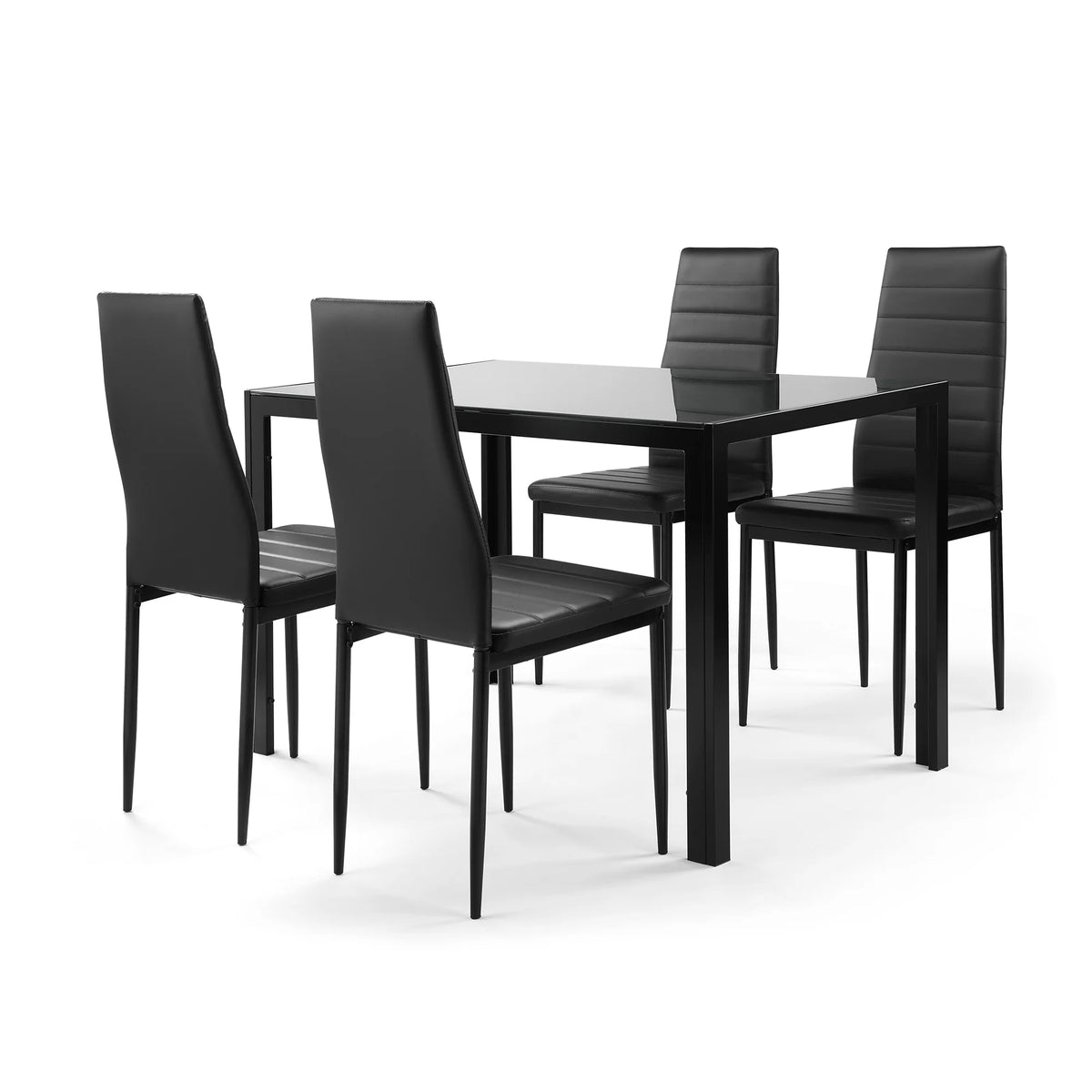 5 Pieces Tempered Glass Dining Table Set with 4 Faux Leather Chairs S3438