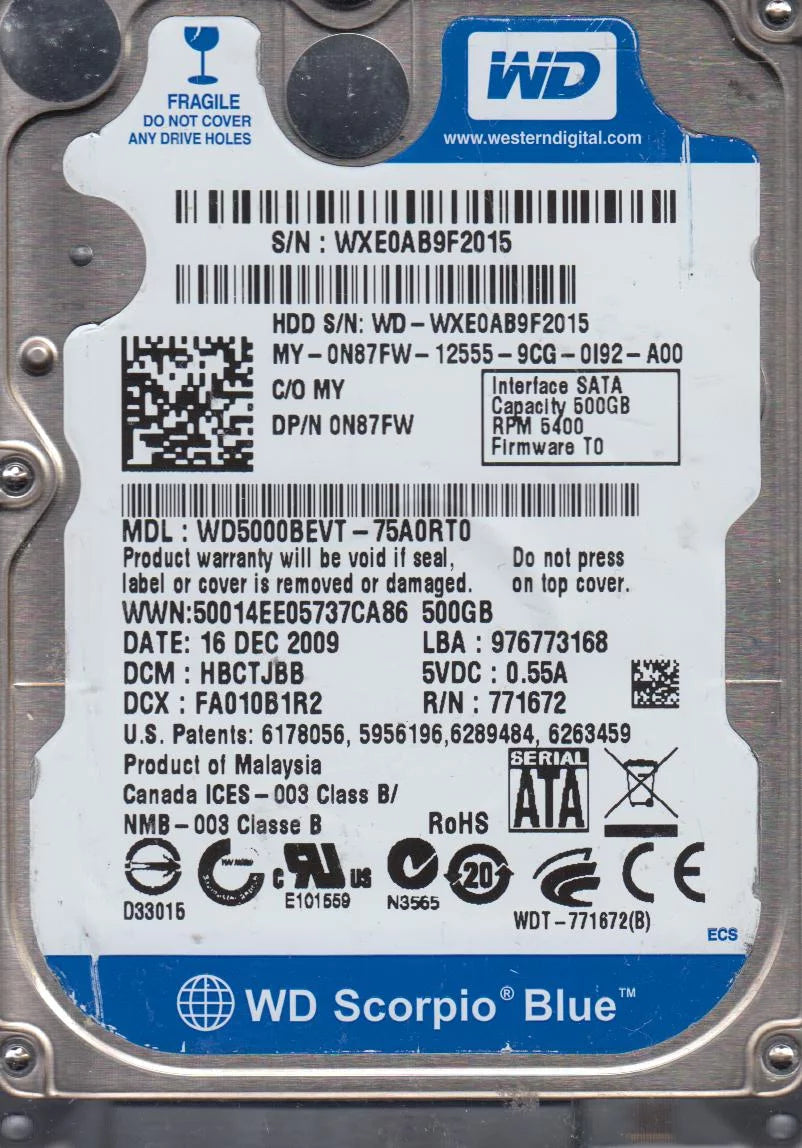 500GB SATA 2.5 Hard Drive F678