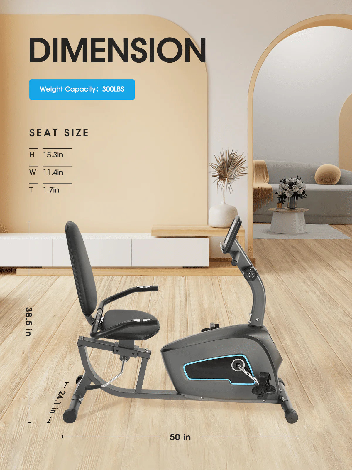 Recumbent Stationary Exercise Bike with Tablet Holder Z25603