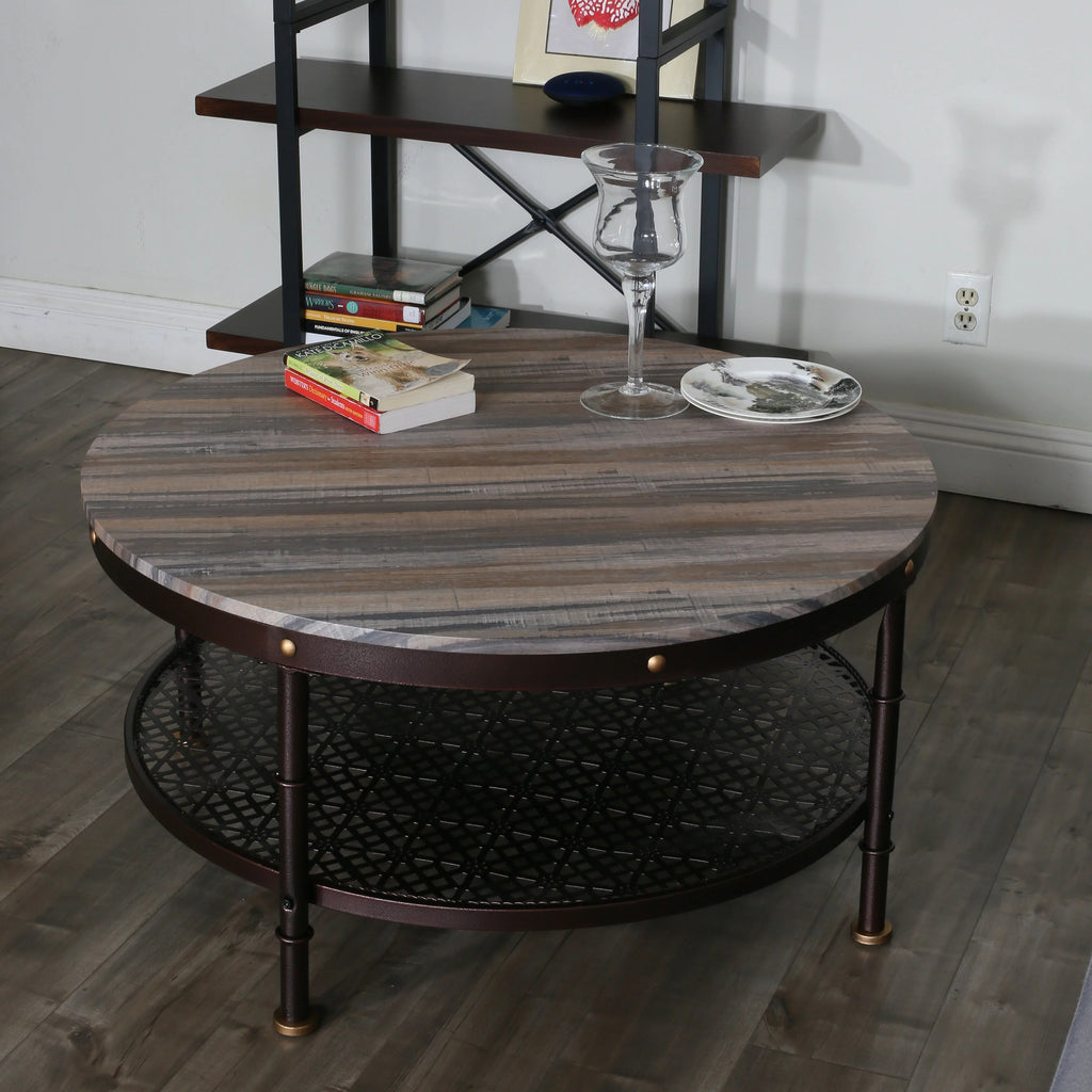 Round Wood and Metal Coffee Table 36 in P2989