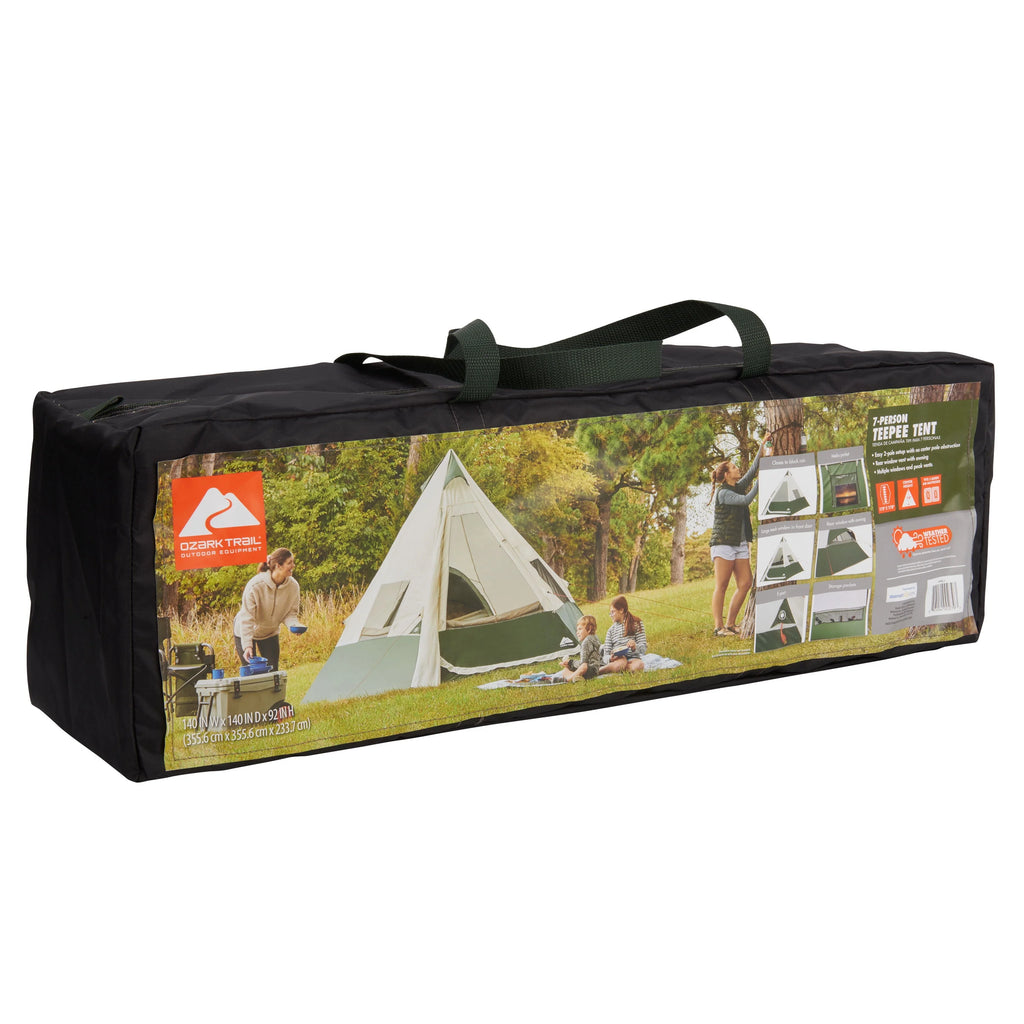 7-Person 1-Room Teepee Tent with Vented Rear Window, Green M8697