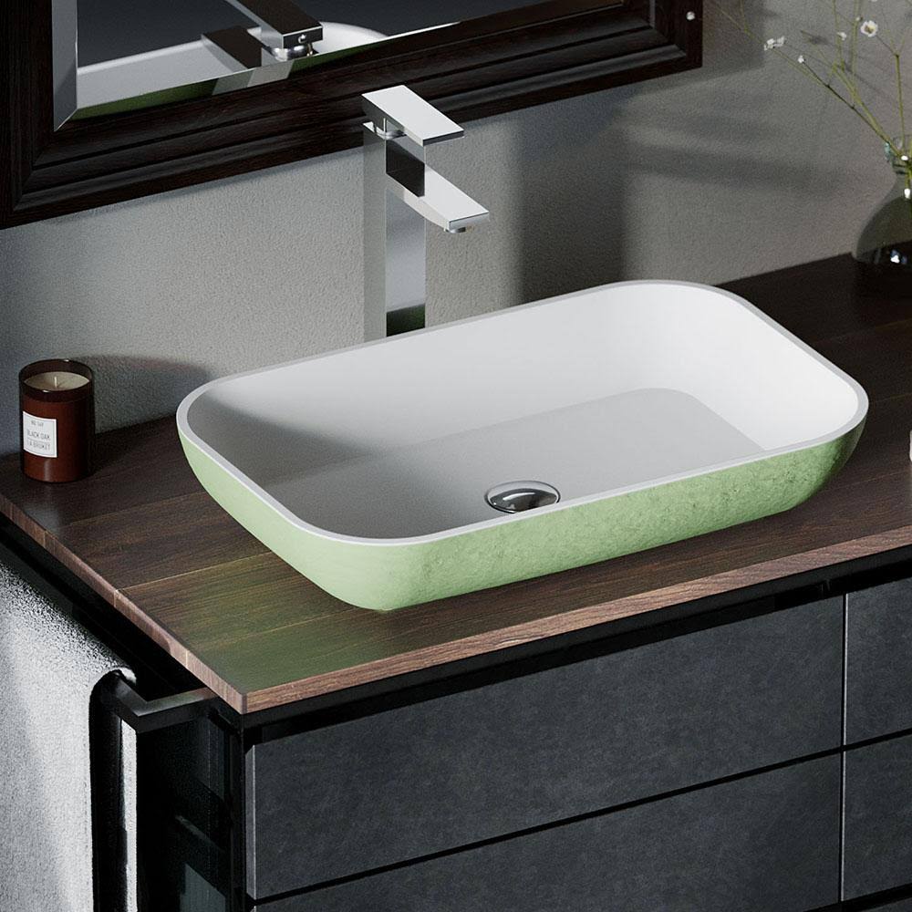 Polystone Rectangle Vessel Sink with Vessel Faucet Y84950