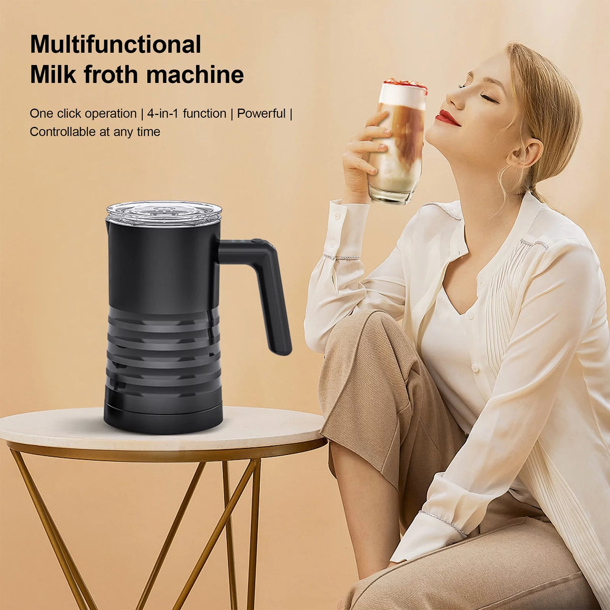 Electric Milk Frother and Steamer 4 in 1 580ml Stainless Steel L5676