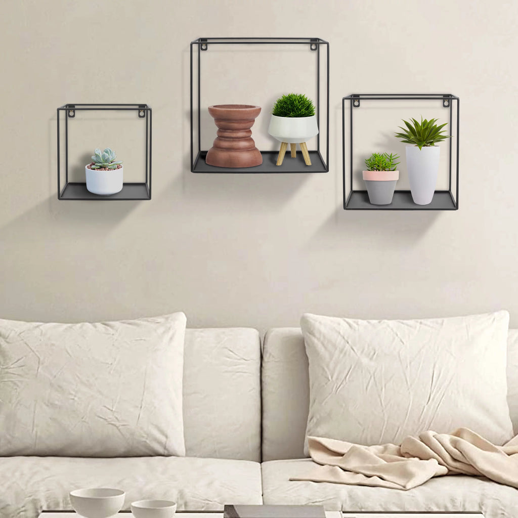 Wire Cube Shelf Set of 3 Shelves Black X54387