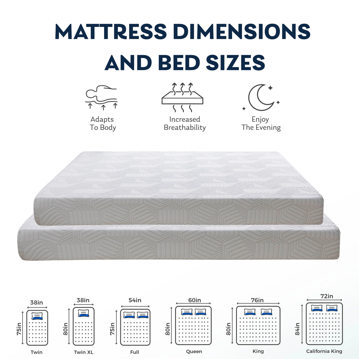 Blue 8 inch Cooling Gel Memory Foam Mattress C5109
