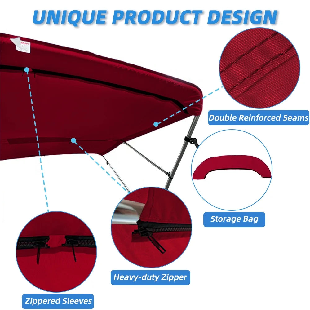 Burgundy Marine Grade Waterproof Bimini Top Replacement Cover D8999