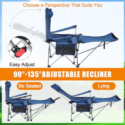 Folding Reclining Camping Chair with Umbrella and Foot Rest Z815