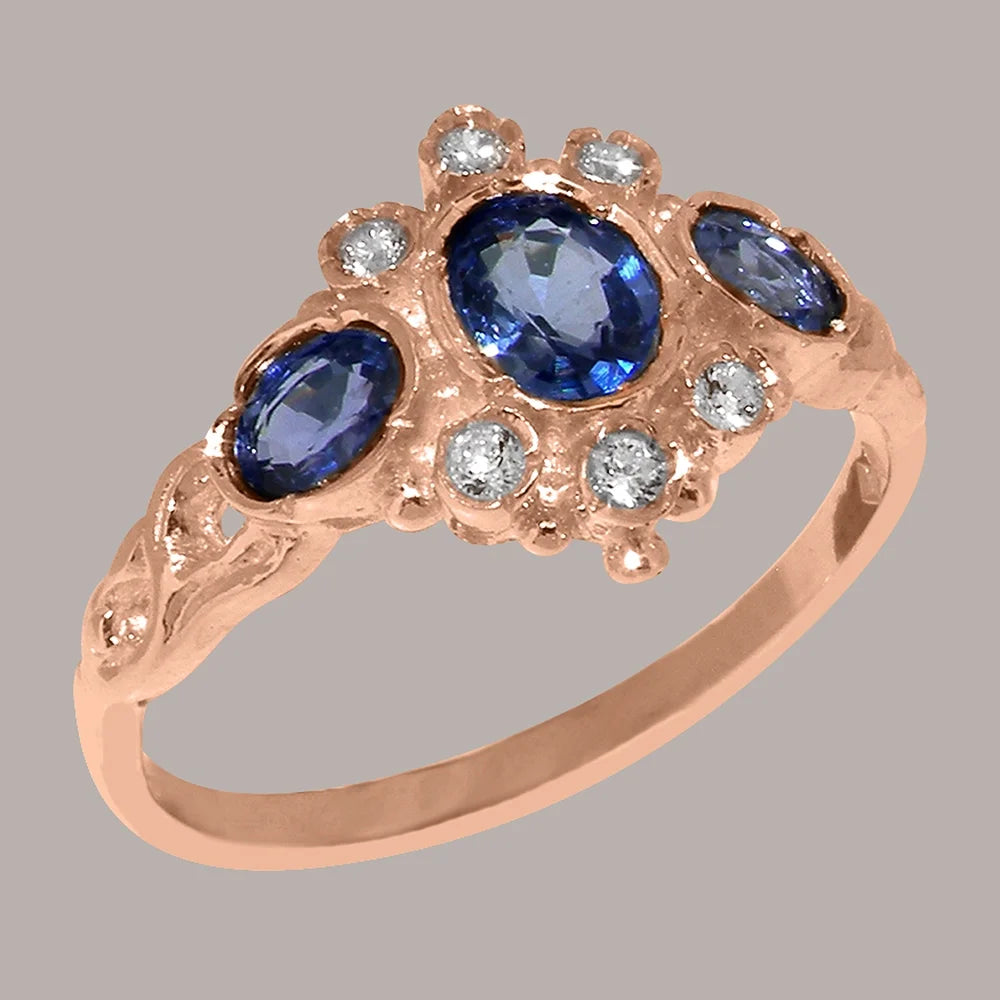 9k Rose Gold Natural Sapphire & Diamond Ring W924896