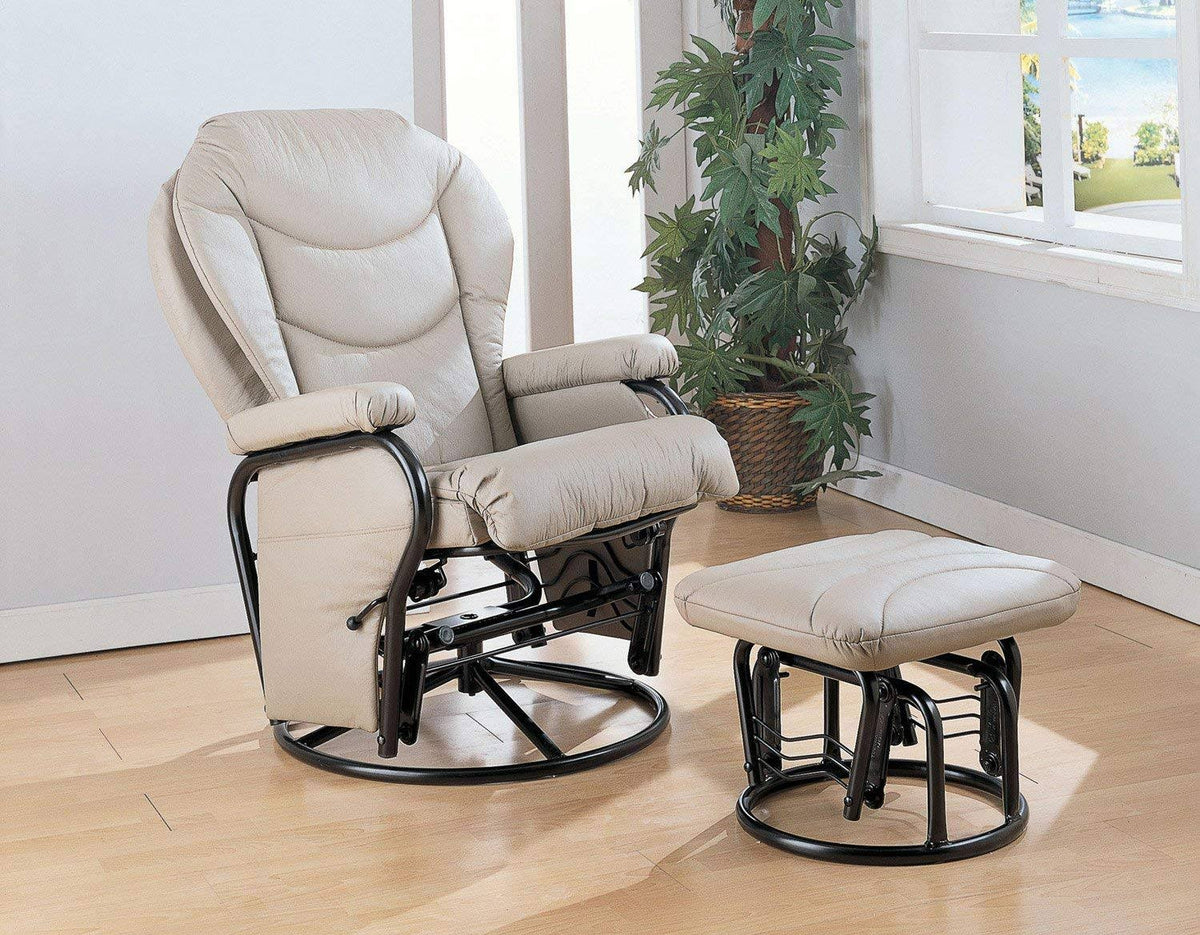 Bone Glider Rocker with Round Base Ottoman S913